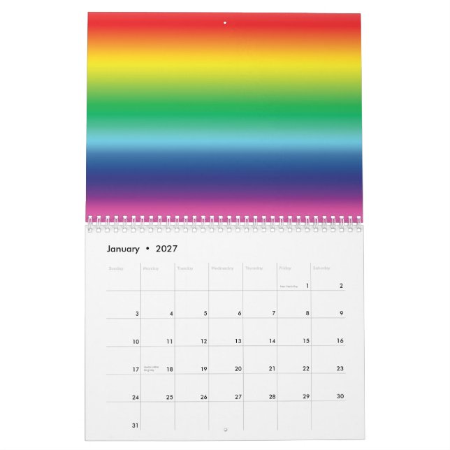 Stolze Regenbogenfarben Gays-lgbt-Fahne cool Kalender (Jan 2027)