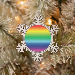 Stolze Regenbogenfarben lgbtq Schwulenflagge - Schneeflocken Zinn-Ornament