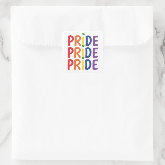 Stolze Regenbogenfarben Lgbtqa+ Gay Pride Quadratischer Aufkleber (Tasche)