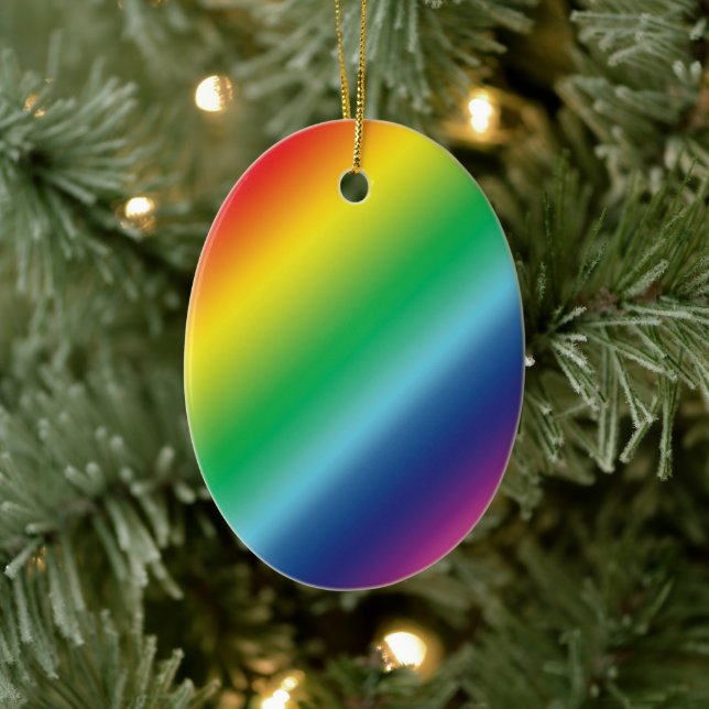 Stolze Regenbogenfarben Muster lgbtq Weihnachten Keramik Ornament (Baum)