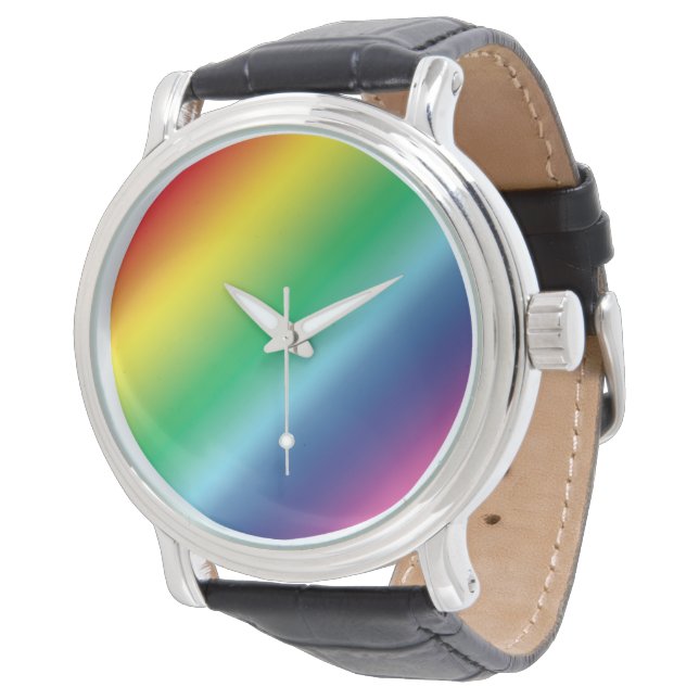 Stolze Regenbogenfarben Muster modern lgbtq Armbanduhr (Schrägansicht)