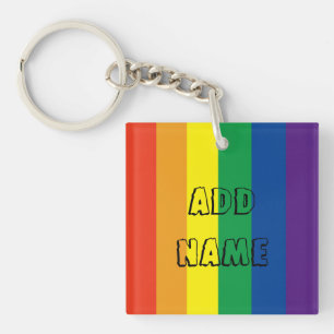 Stolze Regenbogenfarben personalisierter Schlüssel Schlüsselanhänger