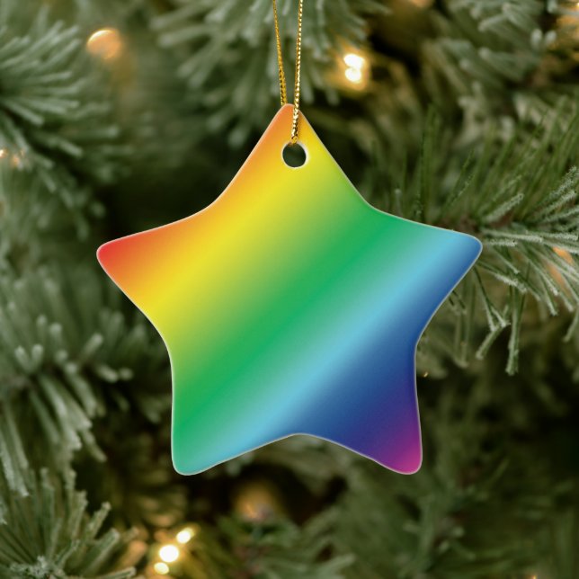 Stolze Regenbogenfarben Sternchen niedlich Weihnac Keramik Ornament (Baum)