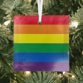 Stolze Regenbogenfarben Streifen Lgbt Gay Fahne Ornament Aus Glas