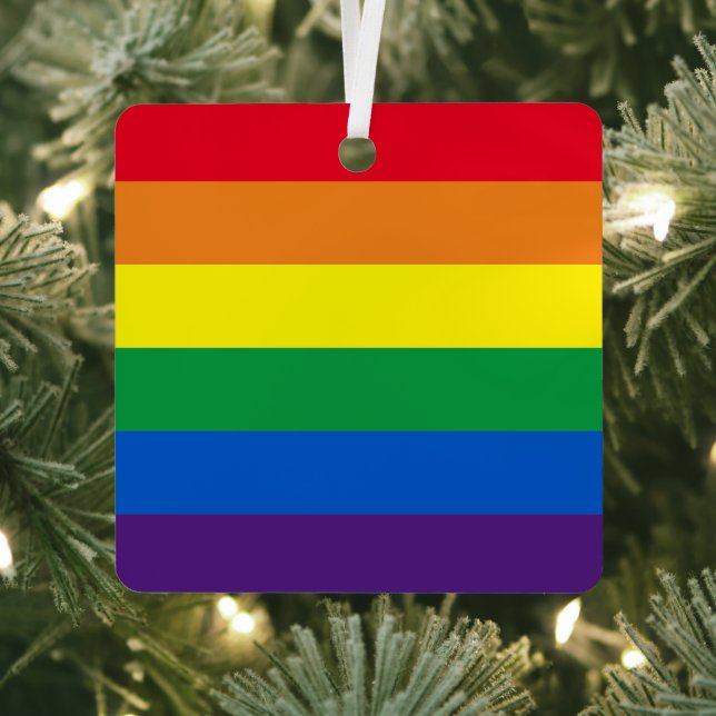 Stolze Regenbogenfarben Streifen Lgbt Gay Fahne Ornament Aus Metall (InSitu)