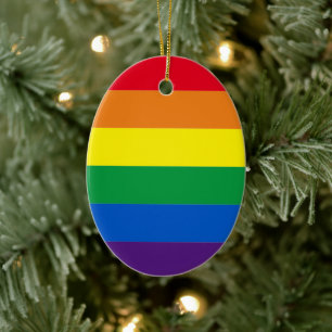 Stolze Regenbogenstreifen LGBT Gay Fahne Weihnacht Keramik Ornament