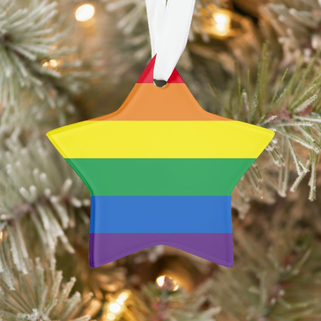 Stolze Regenbogenstreifen Lgbt Gay Star Weihnachte Ornament (Baum)