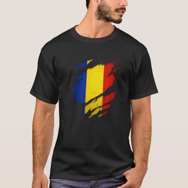 Stolze rumänische Tornschlucht - Rumänische Flagge T-Shirt (Vorderseite)