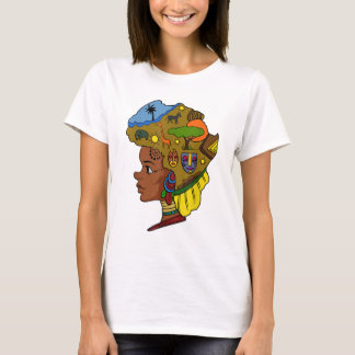 Stolze schwarze schwarze Amerikanerin in der schwa T-Shirt