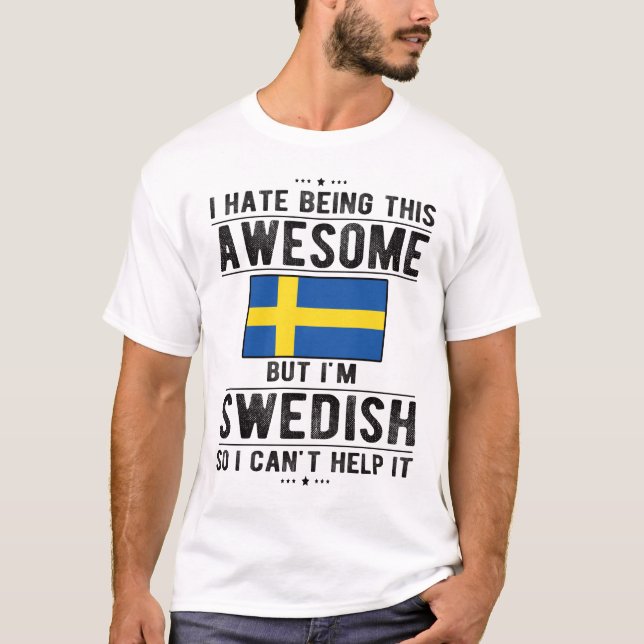 Stolze schwedische Flagge Schweden Erbe Schwedisch T-Shirt (Vorderseite)