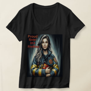 Stolze Schwester einer Feuerwehr T-Shirt