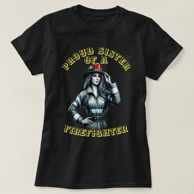 Stolze Schwester einer Feuerwehrrobotik T-Shirt (Design vorne)