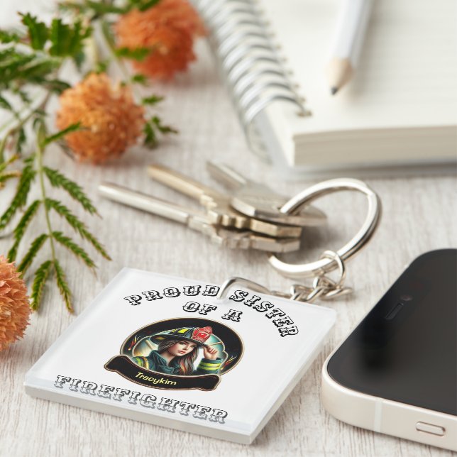 Stolze Schwester eines FeuersKämpfe Fantasie W Schlüsselanhänger (Vorderseite rechts)
