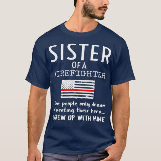 Stolze Schwester eines Feuerwehrmanns dünne rote L T-Shirt