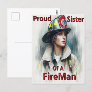 Stolze Schwester eines Feuerwehrschiffs Postkarte