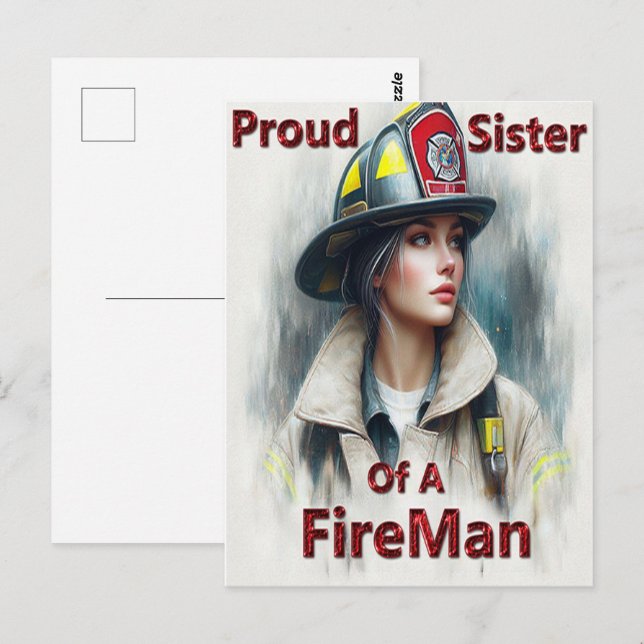 Stolze Schwester eines Feuerwehrschiffs Postkarte (Vorne/Hinten)