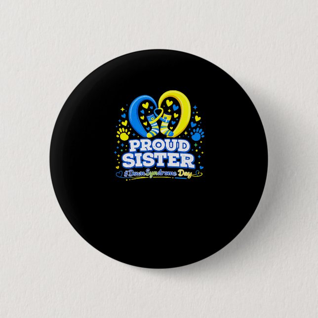Stolze Schwester Welt-Down-Syndrom-Aufklärungstag  Button (Vorderseite)