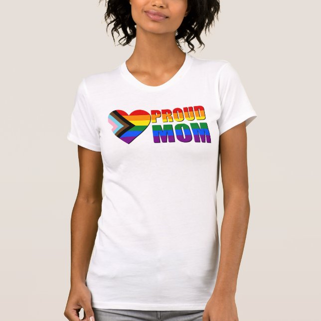 Stolze schwule Mutter Progress Pride Wort T-Shirt (Vorderseite)