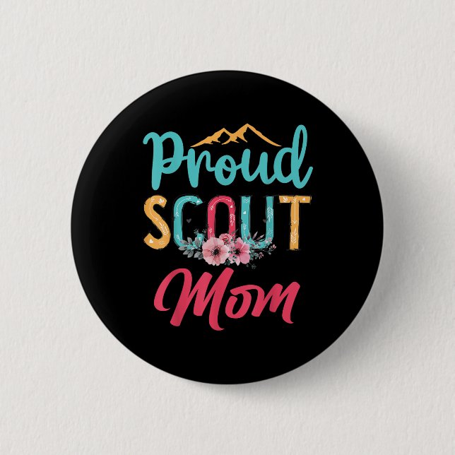 Stolze Scout-Mutter Frohen Muttertag Camping Pfadf Button (Vorderseite)