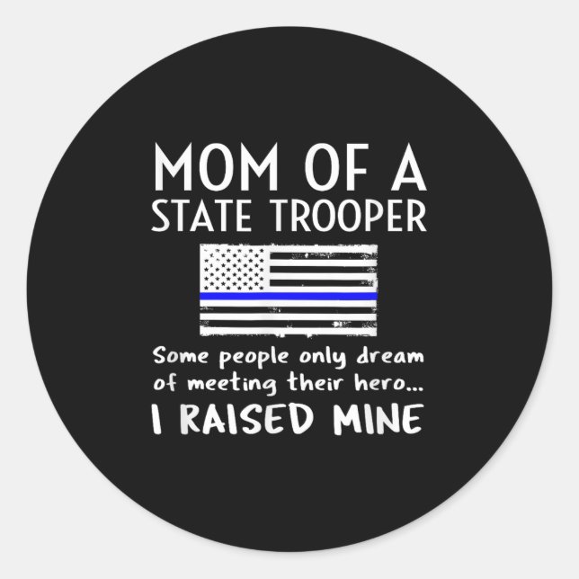 Stolze Staats-Trooper-Mutter Thin Blue Line Amer Runder Aufkleber (Vorderseite)