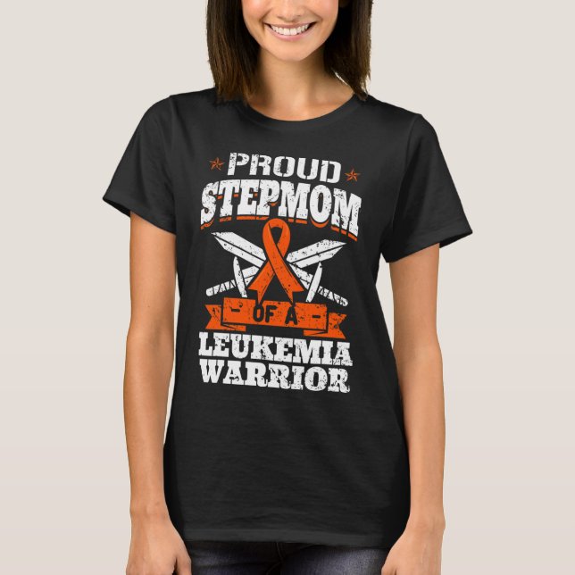 Stolze Stepmutter eines Leukämie Kriegerblut T-Shirt (Vorderseite)