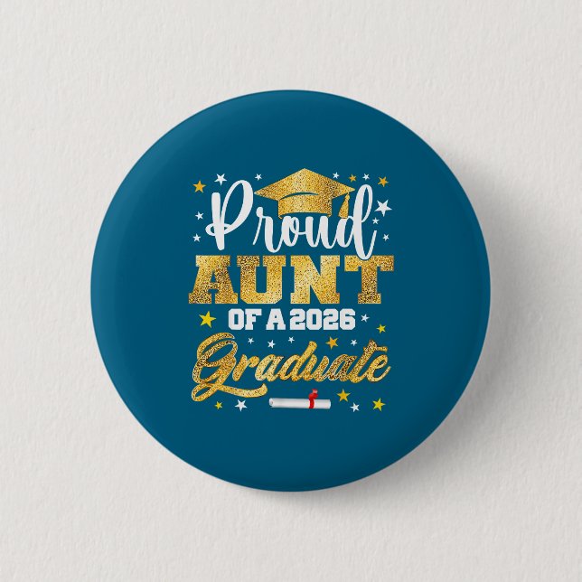 Stolze Tante 2026 Absolventin Tolles Design Button (Vorderseite)