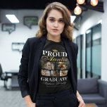 Stolze Tante des T - Shirt<br><div class="desc">Abschluss Zeremonie Schwarz & Gold T - Shirt mit einem Absolventen Mortarboard, 5 Fotos Ihrer Nichte oder Neffen, das Sprichwort "stolze Tante des Absolventen", ihren Namen, Studienort und Jahrgang.</div>