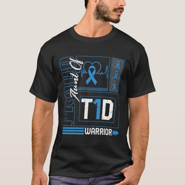 Stolze Tante T1d Krieger Ribbon Diabetes Awards T-Shirt (Vorderseite)