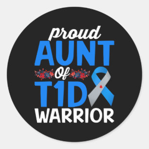 Stolze Tante T1D Warrior Survivor Diabetes Awaren Runder Aufkleber