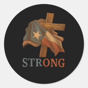 Stolze Texas-Flagge Kreuz Christlicher Texas-Stolz Runder Aufkleber