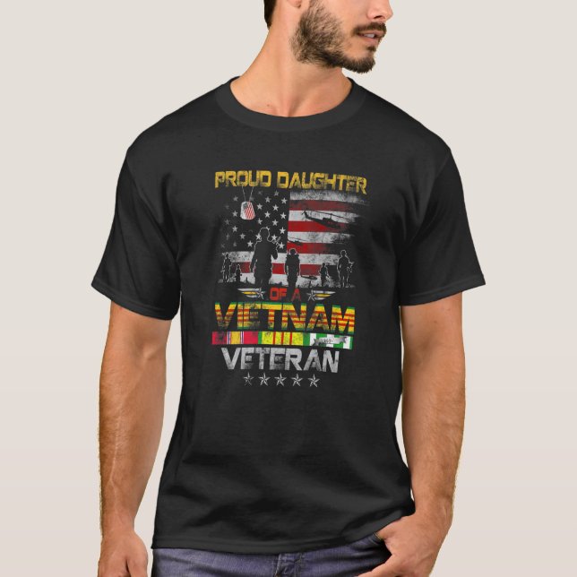 Stolze Tochter einer vietnamesischen Veteranenflag T-Shirt (Vorderseite)