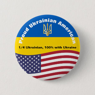Stolze ukrainische Amerikaner stehen mit der Ukrai Button