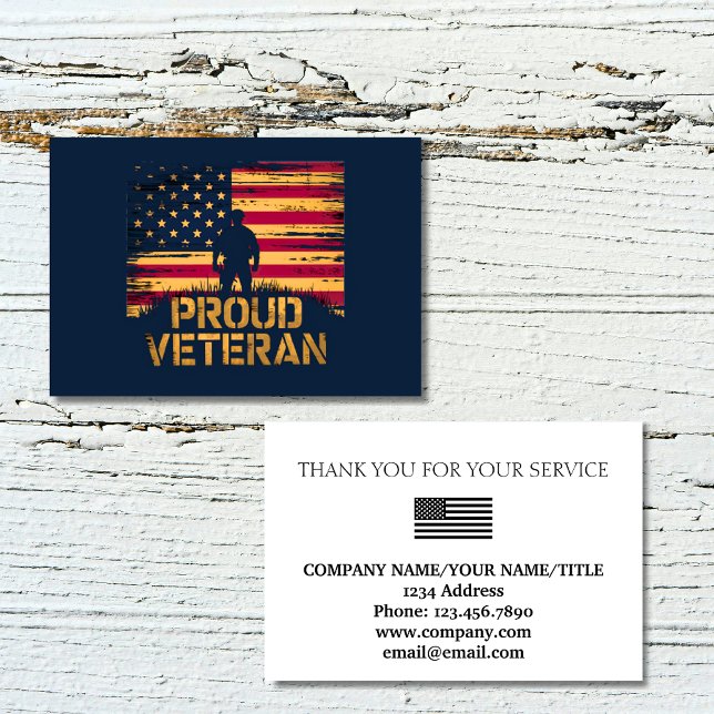 Stolze Veteranen-US-Flaggen-Firma Danke (Proud Veteran US Flag Company Thank You Card)
