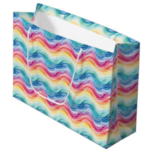 Stolze Wellen Regenbogen Streifen Muster Große Geschenktüte