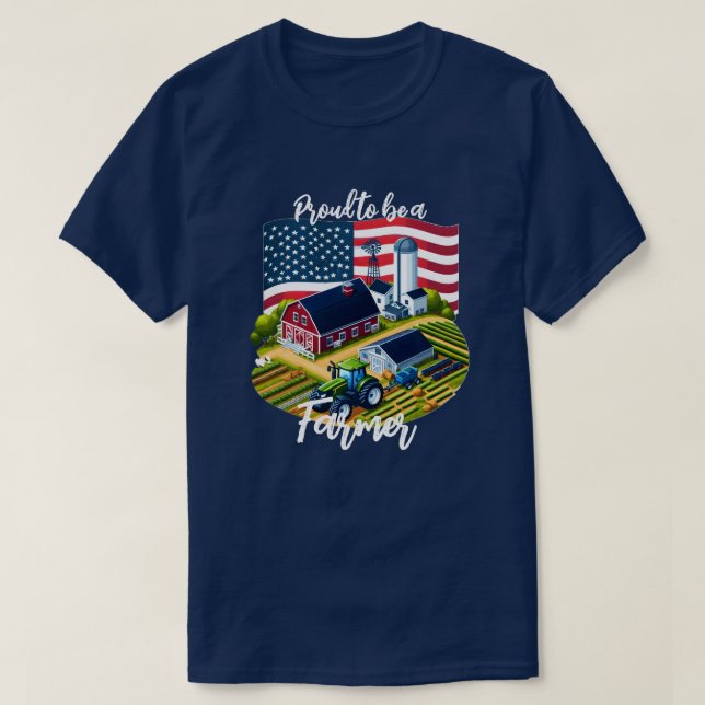 Stolzer amerikanischer Bauer T-Shirt (Design vorne)