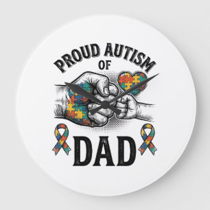 Stolzer Autism-Vater Vintage-Gravur Awareness-Shir Große Wanduhr