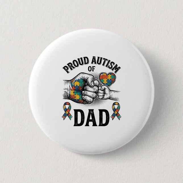 Stolzer Autism-Vater Vintage-Gravur-Bewusstsein-Sh Button (Vorderseite)