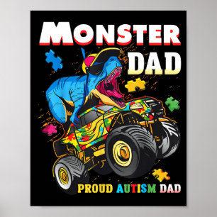 Stolzer Autismus-Monster-Vater-Truck-T-Rex-Puzzle Poster