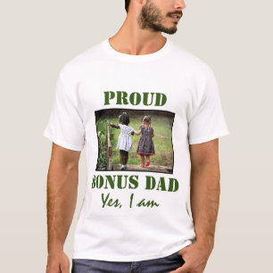 STOLZER BONUS-VATER Anpassbares Foto WEIßES T-Sh T-Shirt