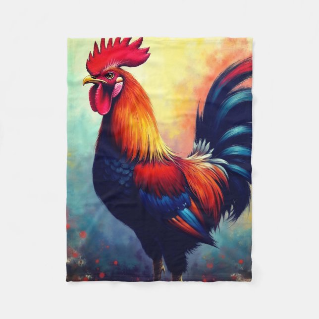 Stolzer Bunter Hahn Fleecedecke (Vorderseite)