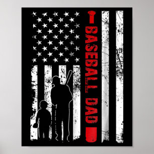 Stolzer Bysebyll-Vater Amerikanische Flagge Sport Poster