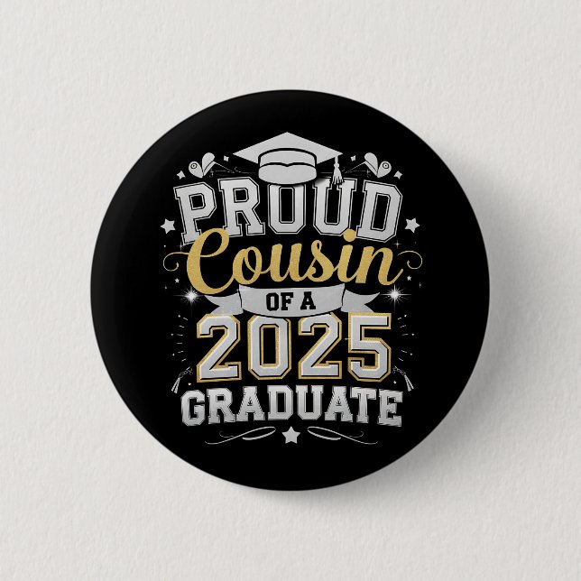 Stolzer Cousin eines 2025-Grad-Abschlusses Button (Vorderseite)