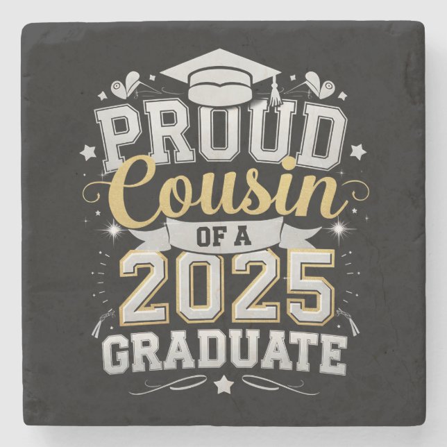 Stolzer Cousin eines 2025-Grad-Abschlusses Steinuntersetzer (Vorderseite)