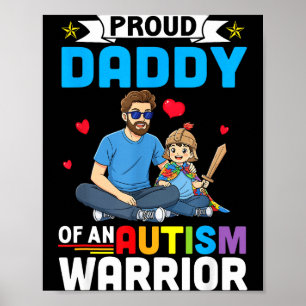 Stolzer Daddy Autism-Bewusstseins-Krieger Unterstü Poster