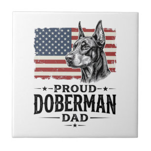 Stolzer Dobermann-Vater Vintage-Flagge Vektor-Desi Fliese