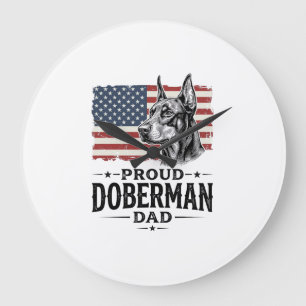 Stolzer Dobermann-Vater Vintage-Flagge Vektor-Desi Große Wanduhr