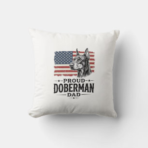 Stolzer Dobermann-Vater Vintage-Flagge Vektor-Desi Kissen