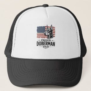 Stolzer Dobermann-Vater Vintage-Flagge Vektor-Desi Truckerkappe