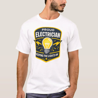 Stolzer Elektriker, der das Licht anbehält-Shirt T-Shirt