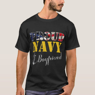 Stolzer Freund der Marine mit amerikanischer Flagg T-Shirt